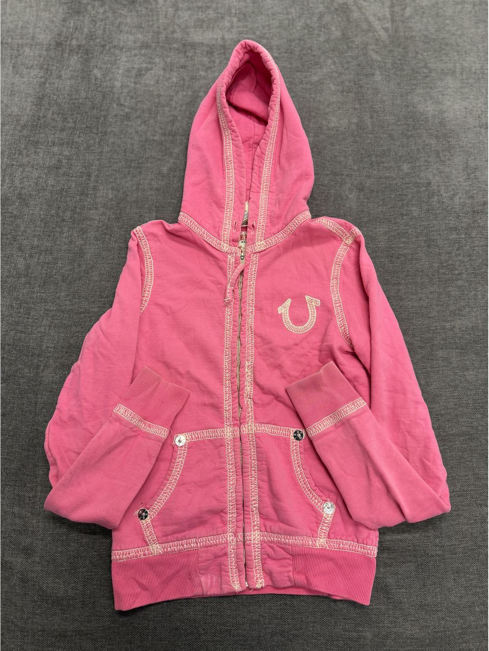 True Religion Classic Hoodie Pink Zip-Up Hoodie Size Small